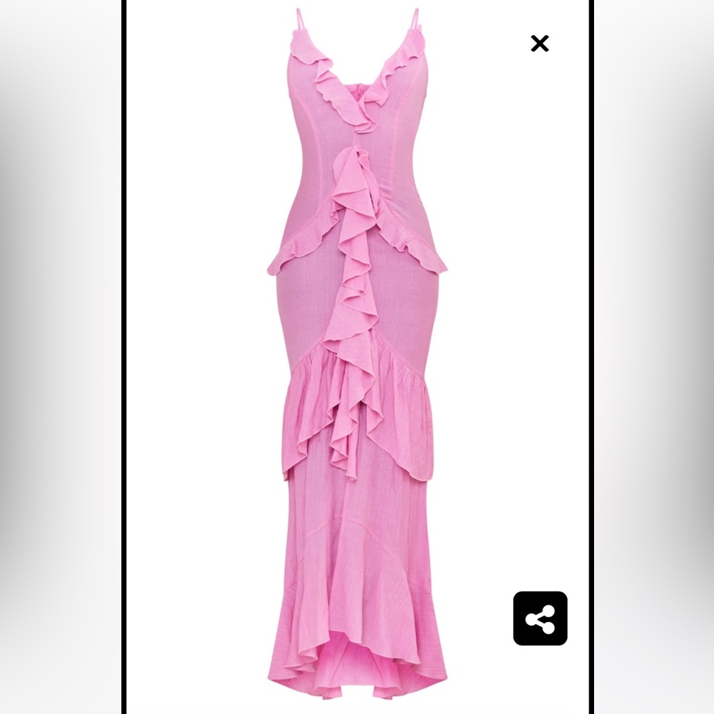 PLT Tall Pink Textured Frill Maxi Dress